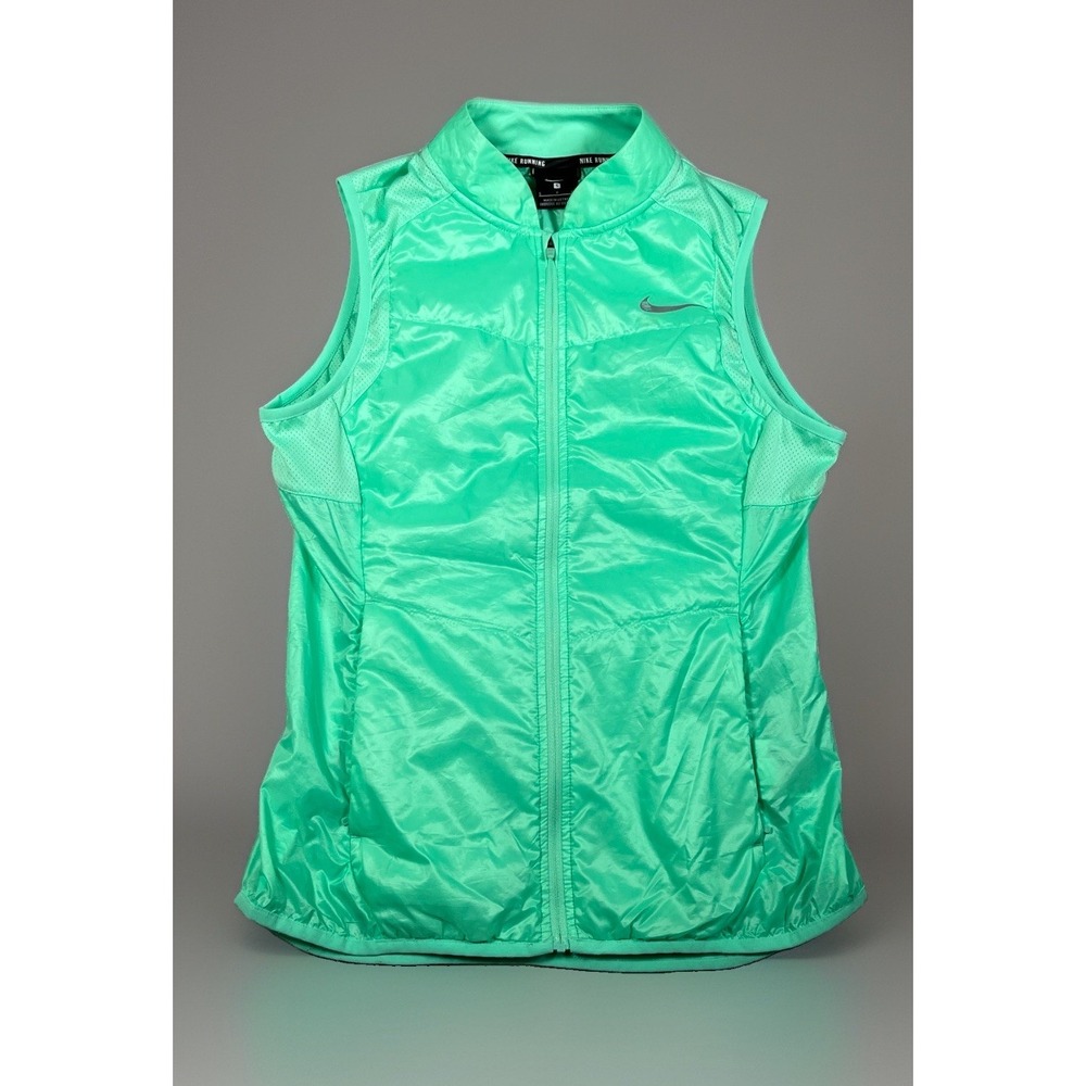 Nike Womens Aeroloft Running Vest Mint Green Puffer Insulated Zip Small 689256